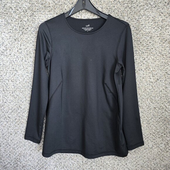 J Jill Top Womens Small Black Crew Neck Long Sleeve Tee Polyester Stretch Ladies - Picture 1 of 7